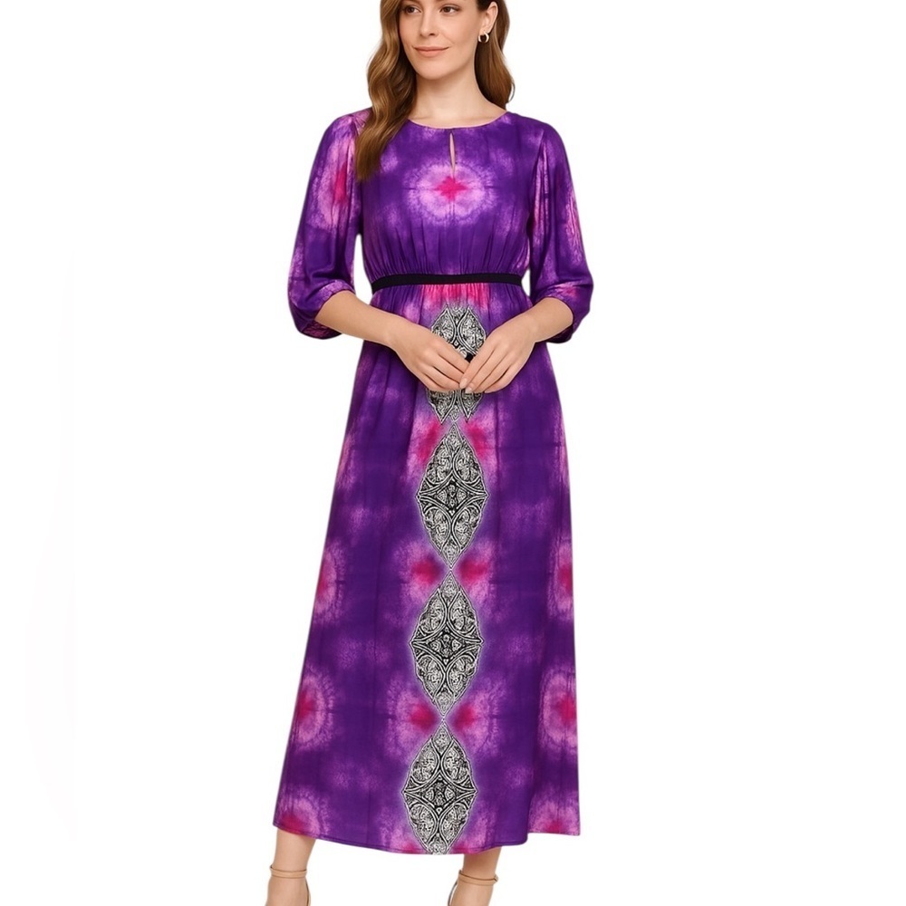 Nicole by Nicole Miller Large Vibrant Purple Maxi Dress Stretchy